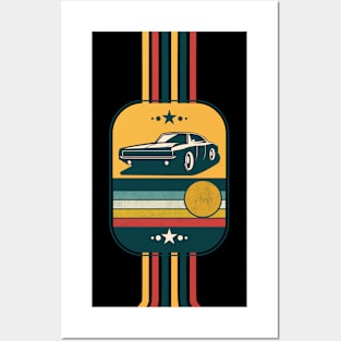 Yellow and Tosca Retro Car Posters and Art